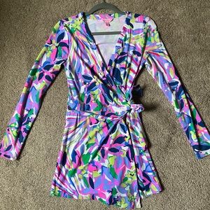 Lilly Pulitzer Long Sleeve Faux Wrap Romper Size S